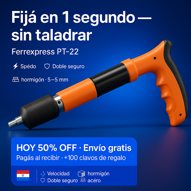 Pistola Fijadora DE Clavos a Pólvora Profesional – ¡Incluye 100 clavos de regalo!